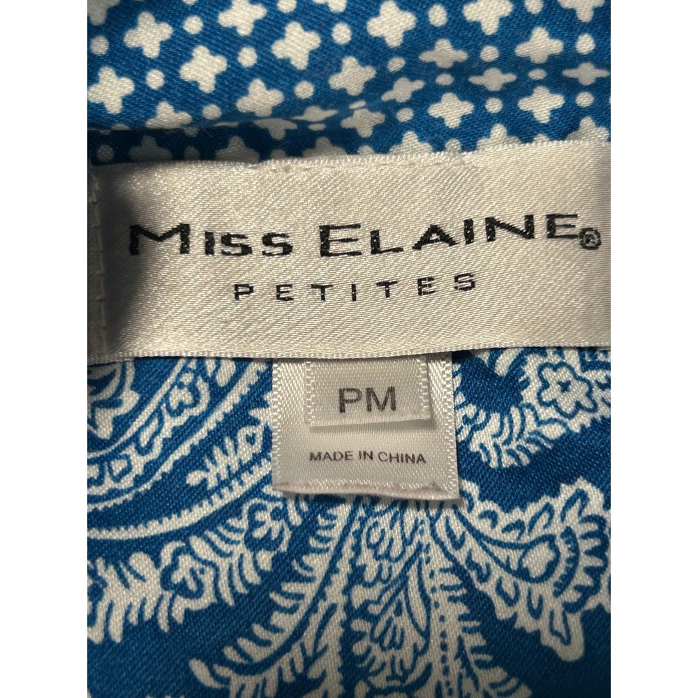Miss Elaine Petites Medium Blue Paisley Button Front Soft Pajama Set‎ PM Lounge - Picture 7 of 10